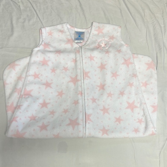 Halo - Pink and White Star fleece Sleep Sack with reverse Zipper - Picture 1 of 4